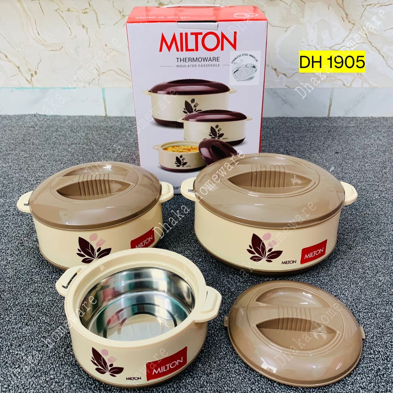 3 Pcs Milton Hot Pot Set Brown