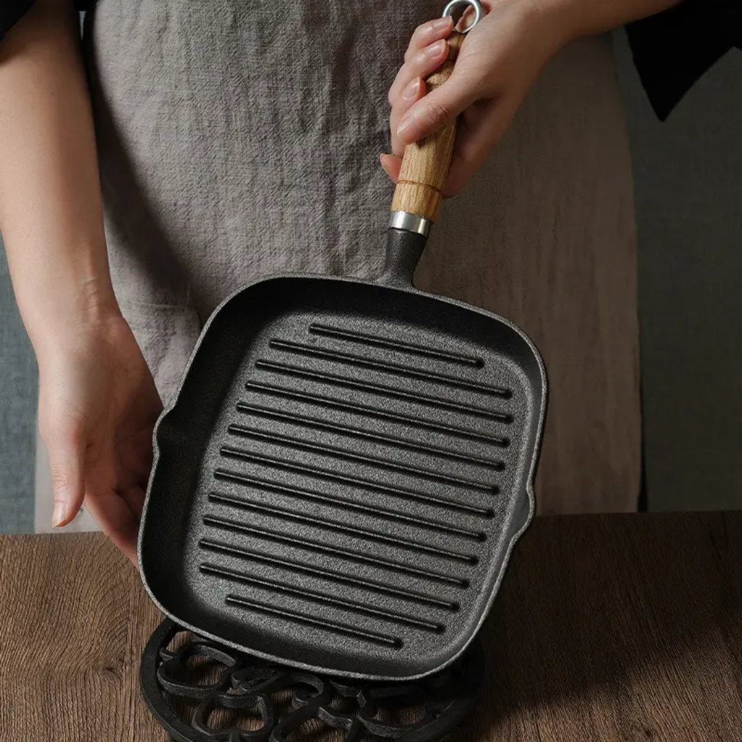Chinis Imported Cast Iron Grill Pan 22cm Square